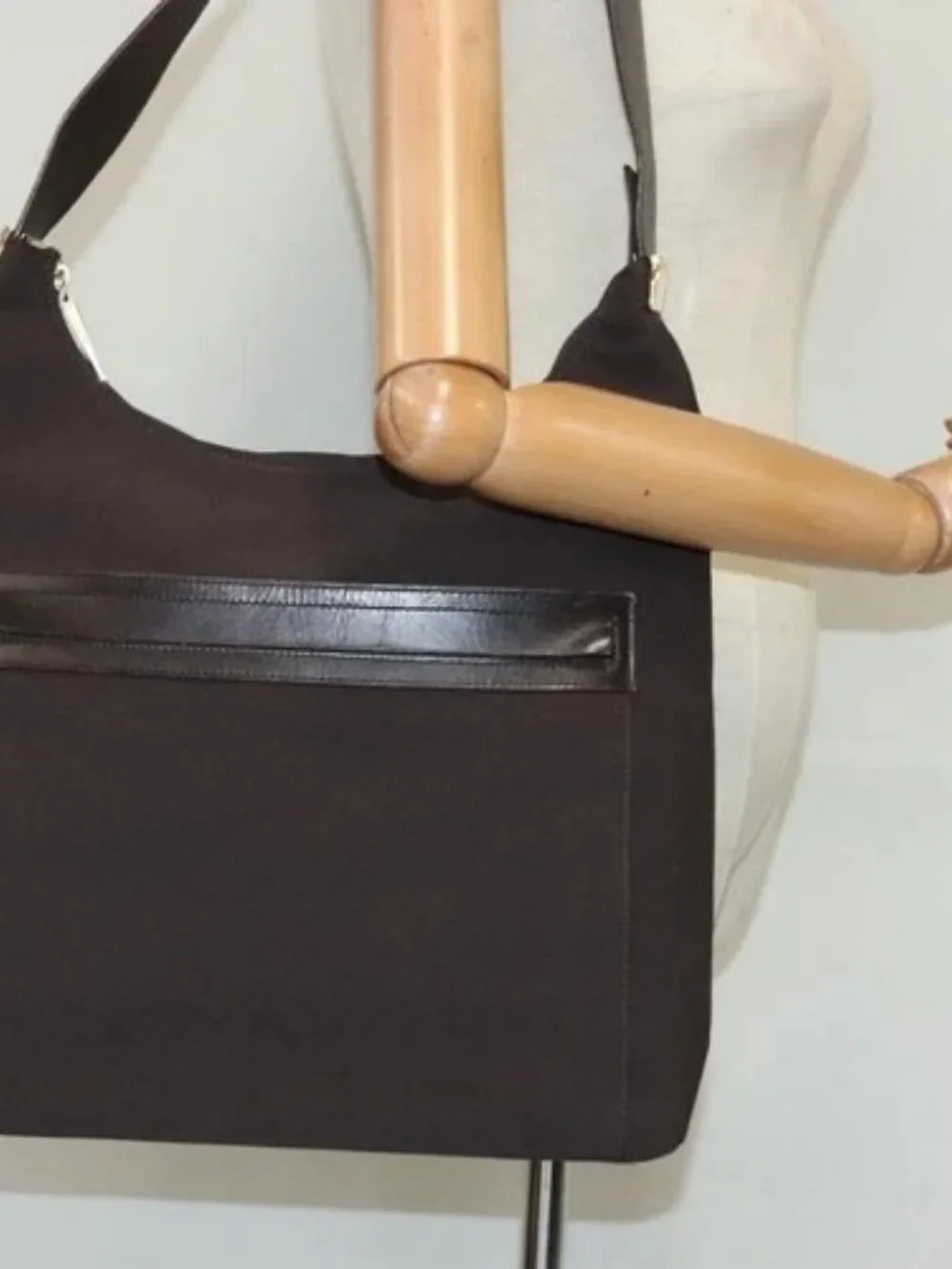 Salvatore Ferragamo Shoulder Bag Canvas Brown Gold Auth bs19110